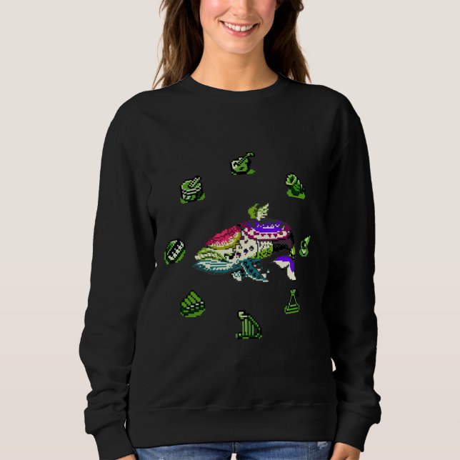 Sudadera Enlace Amp 39 S Despertar 8 Bits De Pescado Eólico (Anverso)