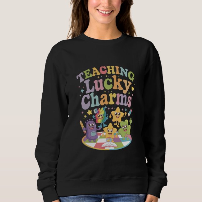 Sudadera Enseñando Lucky Charms al profesor el día de San P (Anverso)