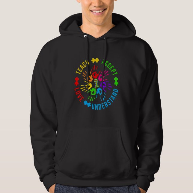 Sudadera Enseñanza de autismo para conciencia aceptan compr (Anverso)