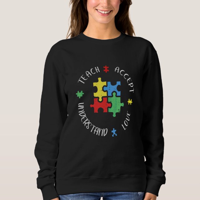 Sudadera Enseñanza de autismo para conciencia aceptan compr (Anverso)