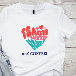 Sudadera ENSEÑANZA divertida'' CON CORAZÓN Y CAFÉ' Azul/Roj