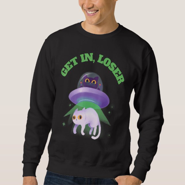 Sudadera Entra Perdedor Alien Ovni Gato Extraterrestre (Anverso)