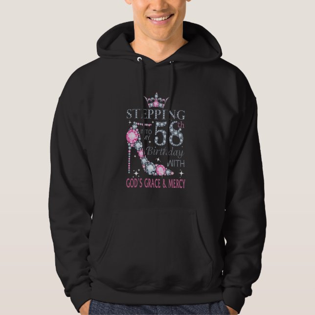 Sudadera Entrando en mi cumpleaños 58 con la gracia y (Anverso)