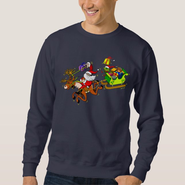 Sudadera ¡Entrega del regalo de Santa con una catapulta! (Anverso)