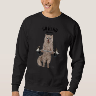 Sudadera Entrenamiento Músculo Gato Crema Halterofilia Fitn