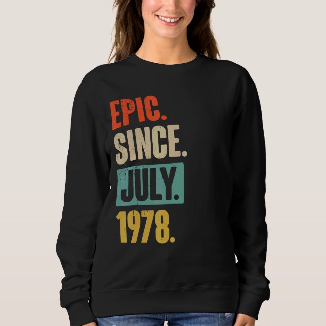 Sudadera Épico desde julio de 1978 44 años (Anverso)