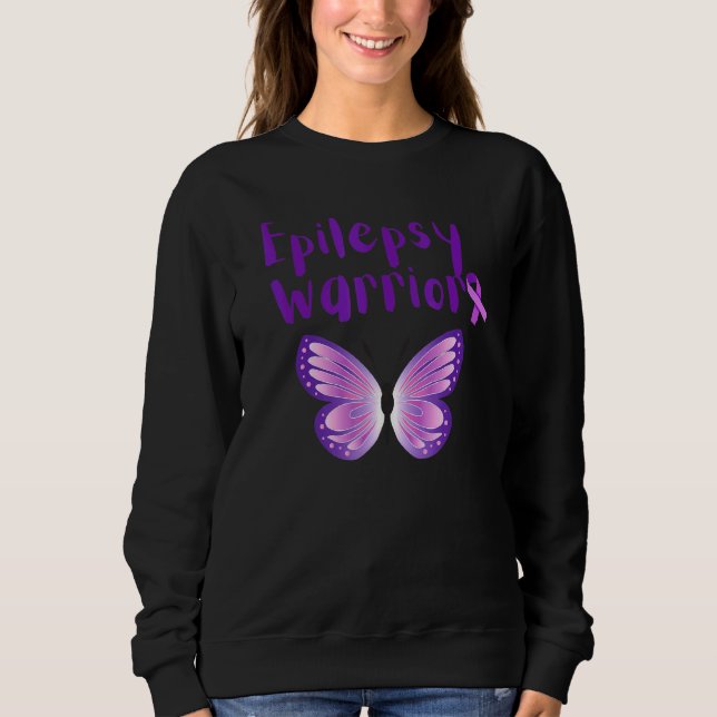 Sudadera Epilepsia Conciencia Apoyo a la Mariposa Púrpura H (Anverso)