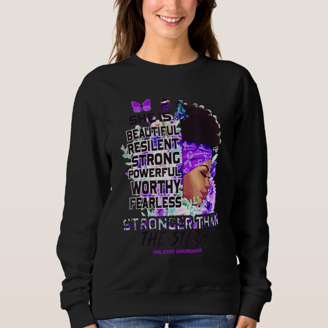 Sudadera Epilepsy Awareness Black Girl Stronger Than The St (Anverso)
