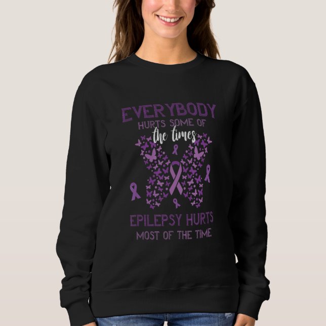 Sudadera Epilepsy Awareness Everybody Hurts Purple Ribbon E (Anverso)