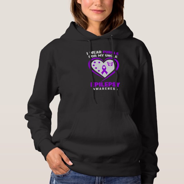 Sudadera Epilepsy Awareness   I Wear purple For My Uncle (Anverso)