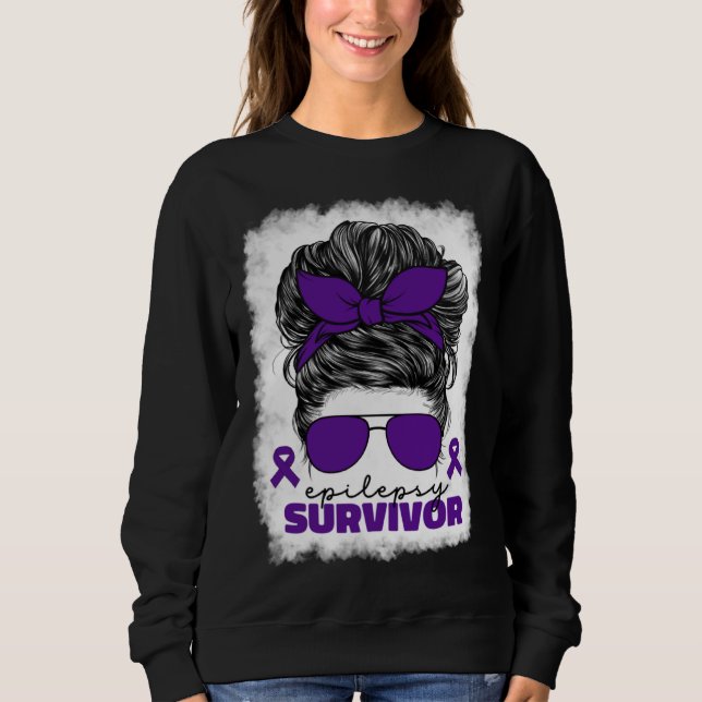 Sudadera Epilepsy Survivor For Women Mom Purple Epilepsy Aw (Anverso)