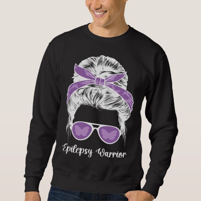 Sudadera Epilepsy Warrior Messy Bun Epilepsy Awareness Mont (Anverso)