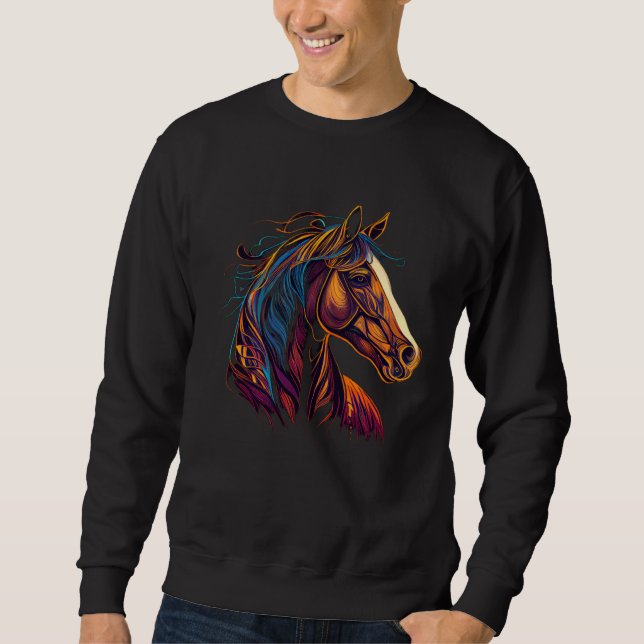 Sudadera Equestrian Art Colorful Painting Horse Lover Cowgi (Anverso)