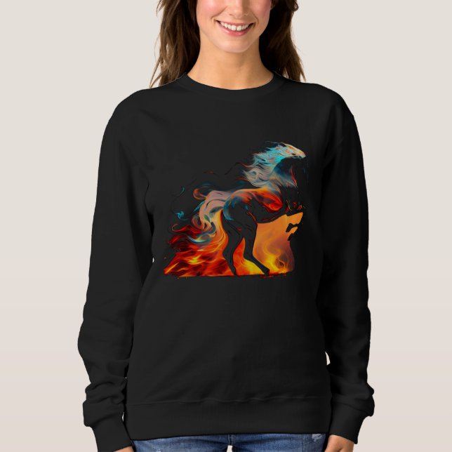 Sudadera Equestrian Horse  Fire Cowgirl Western Rodeo (Anverso)