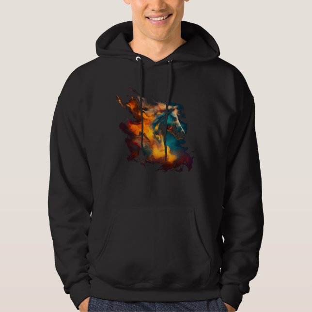 Sudadera Equestrian Horse Fire Horseback Riding Cowgirl Wes (Anverso)