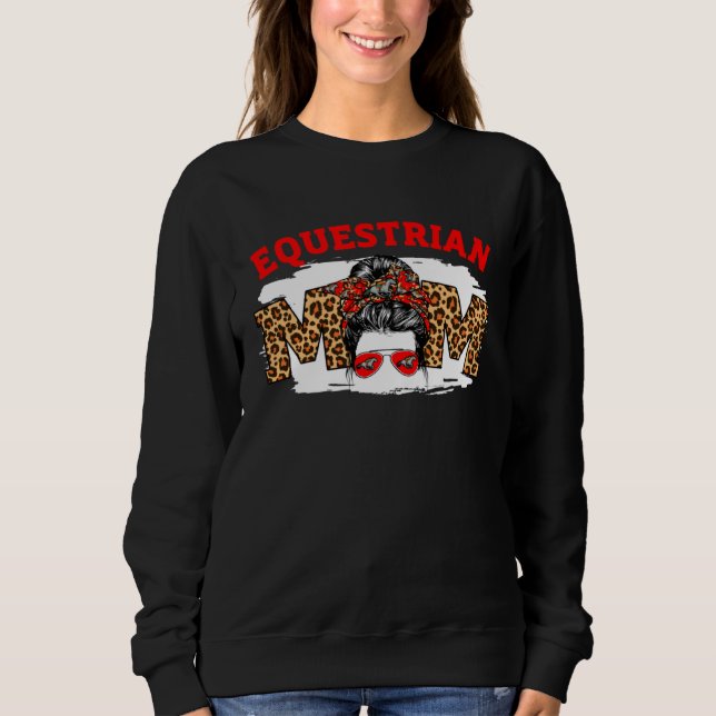 Sudadera Equestrian Mom Messy Bun Cute Mother s Day Basketb (Anverso)