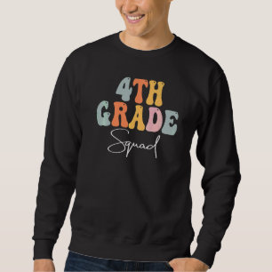 Sudadera Equipo de 4to Grado Retro Groovy Mujeres Feliz Pri