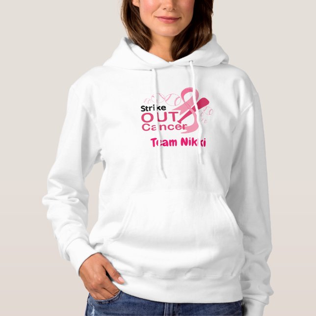 Sudadera Equipo de apoyo al cáncer de mama Cinta rosa Perso (Anverso)