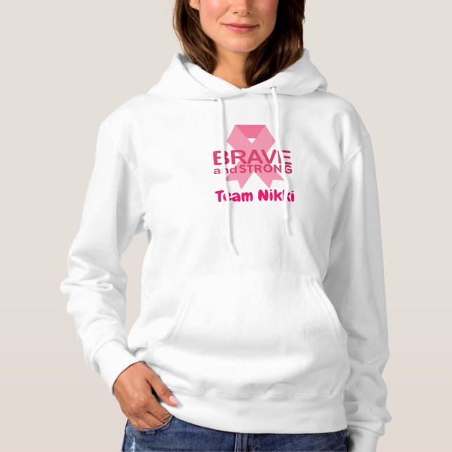 Sudadera Equipo de apoyo al cáncer de mama Cinta rosa Perso (Anverso)