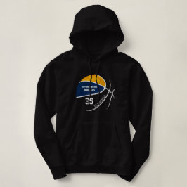Sudadera equipo de baloncesto de oro azul personalizado neg