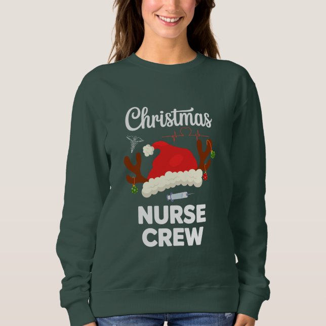 Sudadera Equipo de enfermera de Navidad Gorro de Santa Navi (Anverso)