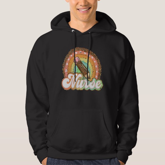 Sudadera Equipo de enfermería de escuela leopardo arcoiris (Anverso)