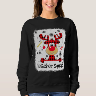 Sudadera Equipo de maestros lindo reno de cuadros rojos nie