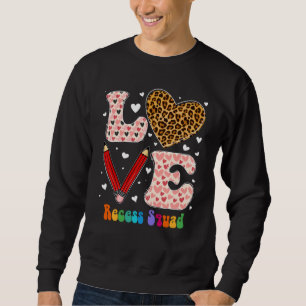 Sudadera Equipo De Recreo De Corazón De Amor Leopardo Cuadr