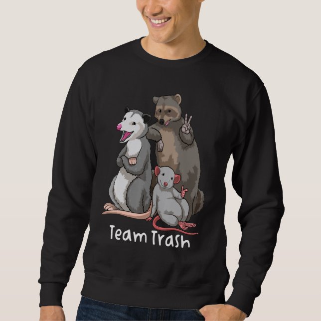 Sudadera Equipos Basura. Zarigüeya Mapache Rata, Animales D (Anverso)