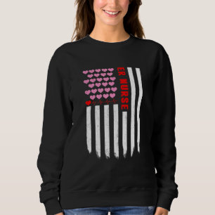 Sudadera Er Enfermera Corazón de Bandera Americana