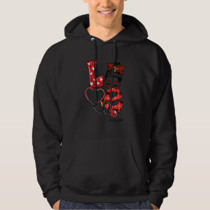 Sudadera Er Enfermera Plaid Leopard Love Heart Messy Bun Rn