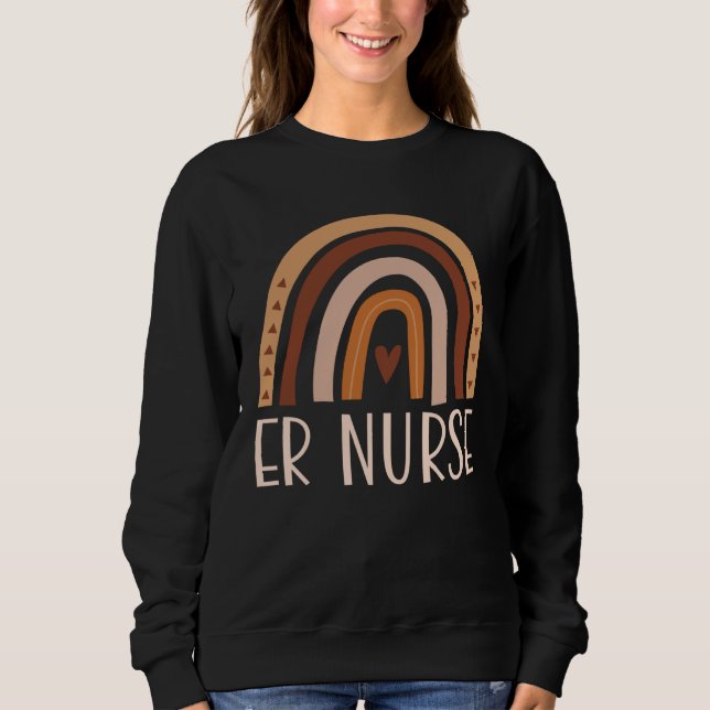 Sudadera ER Nurse Nursing School Trendy Bohemian Rainbow Bo (Anverso)