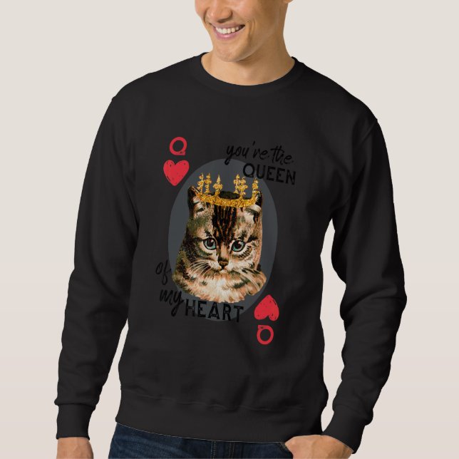Sudadera Eres La Reina De Mi Corazón Rojo Gato Mamá Cr (Anverso)