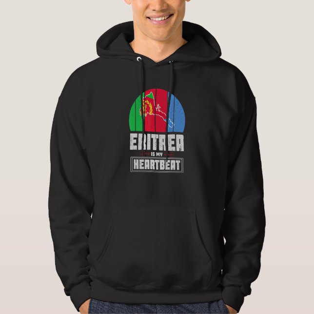 Sudadera Eritrea es mi amor corazón Eritrea mapa de bandera (Anverso)
