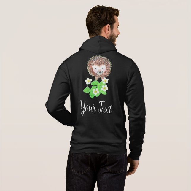 Sudadera Erizo Joven & Flores de Fresa Personalizados  (Reverso completo)