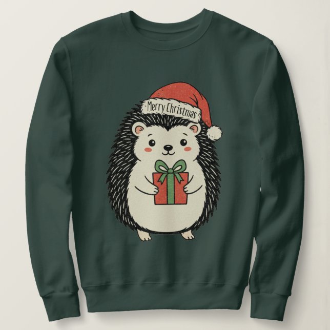 Sudadera Erizo Lindo Feliz Navidad (Anverso del diseño)