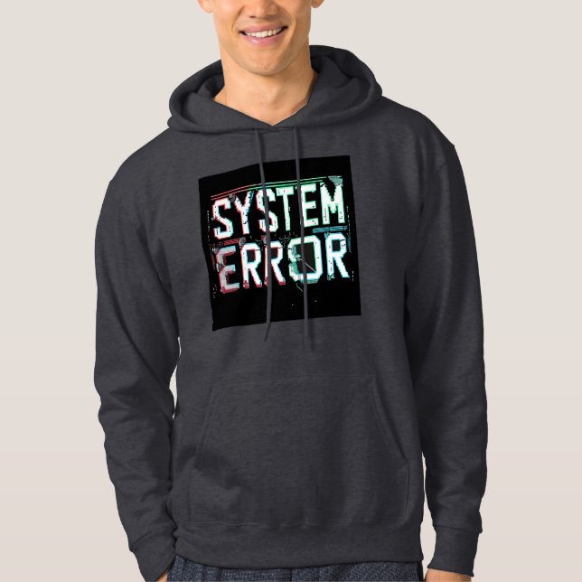 Sudadera Error en el sistema de fuentes Glitch, píxel Cyber (Anverso)