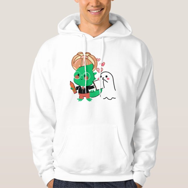 Sudadera Erudito dinosaurio lindo y escritor fantasma (Anverso)