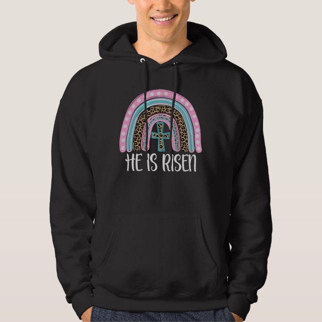 Sudadera Es el leopardo arcoiris de Risen, feliz día de Pas (Anverso)