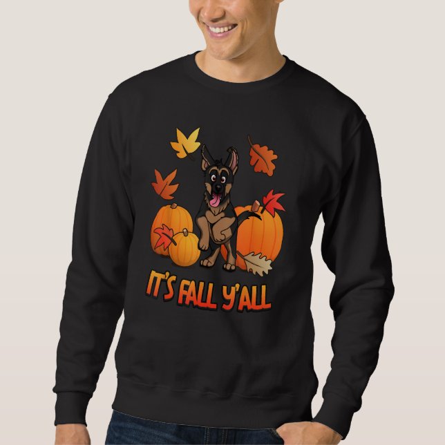 Sudadera Es Fall Y'all German Shepherd Puppy Pumpkin Edit (Anverso)