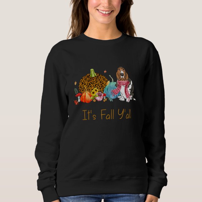 Sudadera Es Fall Y'Basset Hound Dog Fall Scarf Gracias (Anverso)