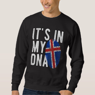 Sudadera Es gracioso en mi ADN Bandera de Islandia Huella d