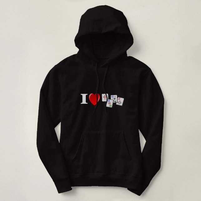 Sudadera Es gracioso que amo el corazón de Mahjong Cute Mah (Diseño del anverso)