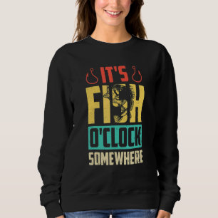 Sudadera Es hora del pescado en alguna parte Retro Vintage