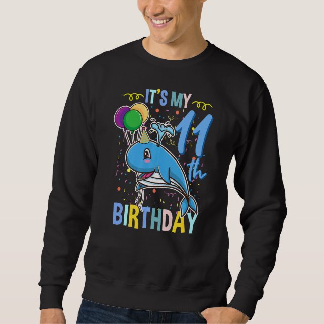 Sudadera Es mi animal 11 de cumpleaños del mar de ballena a (Anverso)