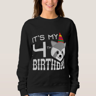 Sudadera Es mi cuarto cumpleaños, hijo de mapache de 4 años