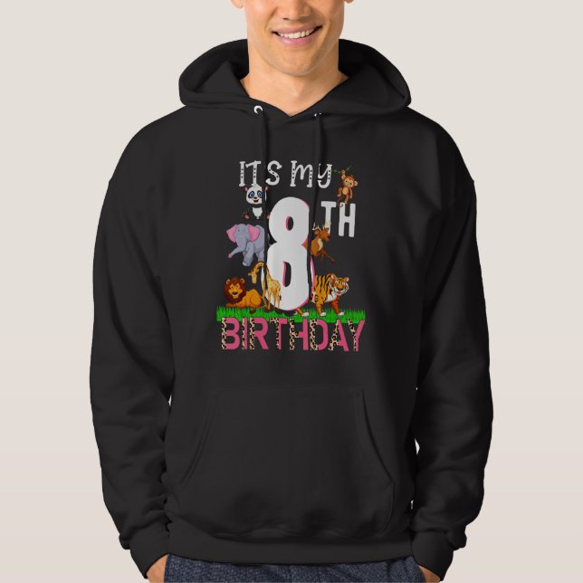 Sudadera Es mi octavo cumpleaños, panda, jirafa de mono sal (Anverso)