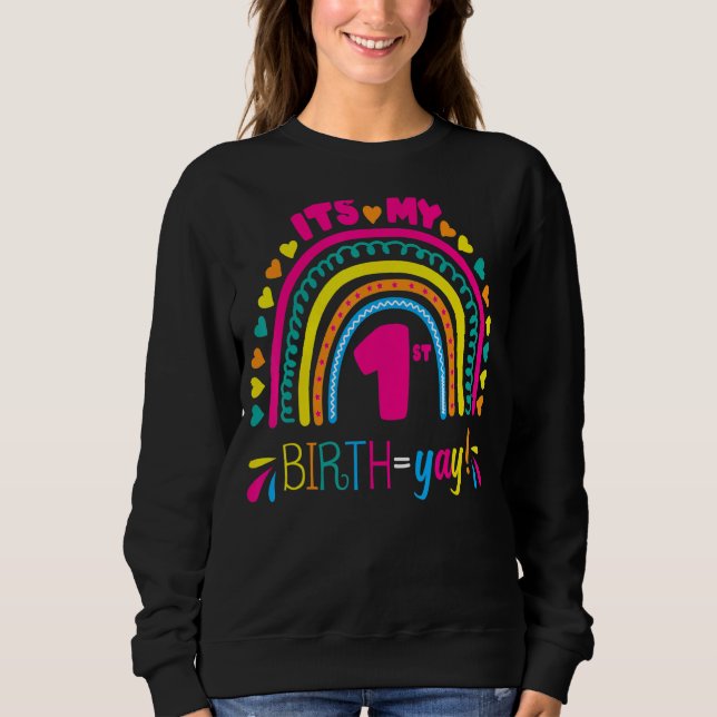Sudadera Es mi primer cumpleaños, cumpleaños, boho arcoiris (Anverso)