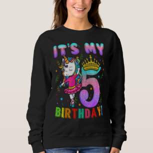Sudadera Es mi quinto cumpleaños, Unicornio, Chicas de 5 añ