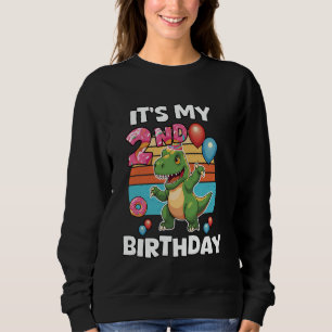 Sudadera Es mi segundo cumpleaños lindo T-Rex dinosaurio se